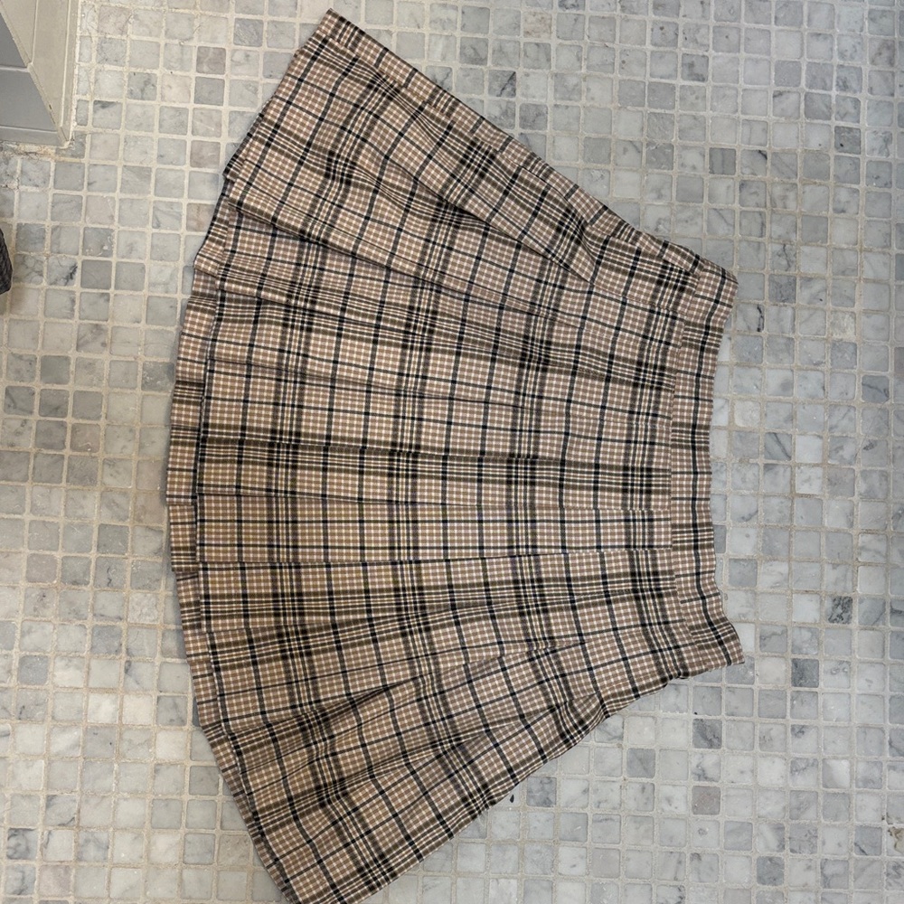 Bagatelle Checkered A-Line Skirt in Black and Tan